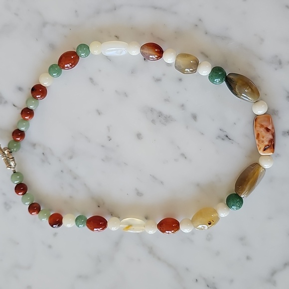 Vintage Semi-Precious Gemstone Beaded Necklace - Picture 6 of 11